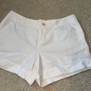 Women's White Textured Shorts